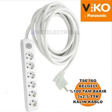 Multi-Let | Altılı 15 Metre Anahtarlı Topraklı Yan Fişli Çocuk Korumalı Grup Priz - 6'lı, 15 M, (3x2.5 Ttr Tam Bakır Kalın Kablolu)