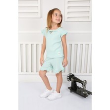 %100 Pamuk Kız Çocuk Alt Üst Şortlu Takım