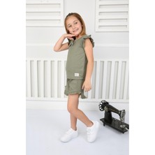 %100 Pamuk Kız Çocuk Alt Üst Şortlu Takım