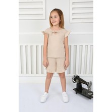 %100 Pamuk Kız Çocuk Alt Üst Şortlu Takım