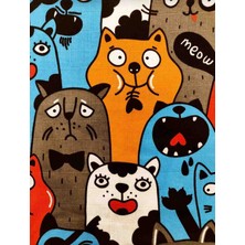 Kedi Desenli Müslin Örtü 80×80