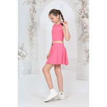 Şort Etekli Crop Body Sıfır Kol Sporcu Takım