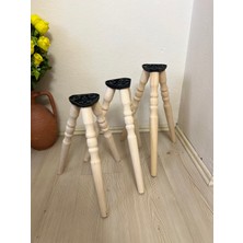 Hamadex 41 cm Ham (Boya Yok) 3'lü Konik Sehpa Ayağı Seti | Torna Işçilikli | Aparat ve Vidalar Dahil