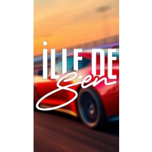 Ille De Sen Yazı Jdm Araba-Motosiklet Cam Etiket Sticker 14X12CM Beyaz Renk