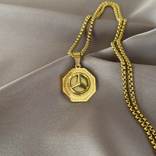 Gold Logolu Madalyon Kolye