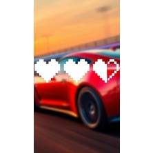 Pixel Art Kalp Jdm Araba-Motosiklet Cam Etiket Sticker 20X5,6CM Beyaz Renk