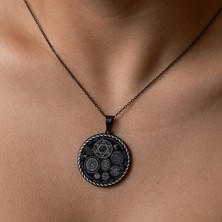 Dualı Siyah Kaplama Yuvarlak Titanyum Çelik Kolye
