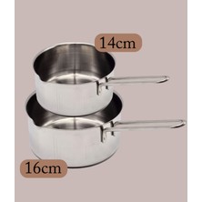 Çelik 2 Li Kaçerola Sosluk Sütlük 14CM-16CM