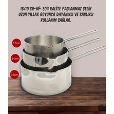 Çelik 3'lü Kaçerola Sosluk Sütlük 12cm-14cm-16cm