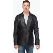 Deriza Morazzi Siyah Blazer Deri Ceket