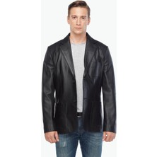Deriza Morazzi Siyah Blazer Deri Ceket