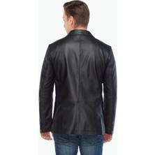 Deriza Morazzi Siyah Blazer Deri Ceket