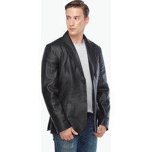 Deriza Morazzi Siyah Blazer Deri Ceket