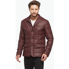 Deriza Morazzi Blazer Şişme Deri Ceket Bordo