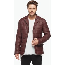 Deriza Morazzi Blazer Şişme Deri Ceket Bordo