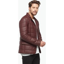 Deriza Morazzi Blazer Şişme Deri Ceket Bordo