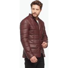 Deriza Morazzi Blazer Şişme Deri Ceket Bordo