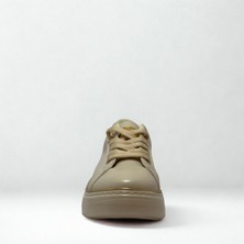Kadın Spor Sneaker Ayakkabı Krem Krem-Ortopedik Taban-Bağcıklı Fermuarlı