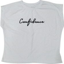 Kız Çocuk Confidence Yazılı Beyaz Renk Tişört