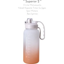 Teknotrust '' Superior 2 '' 2 Litre Motivasyonlu Yüksek Kapasite Tritan Su Şişesi Spor Matara - Bpa Içermez