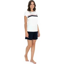 U.s. Polo Assn. U.s. Polo Assn. Kadın Ekru %100 Pamuk Şort-Tshirt Pijama Takımı - ARASS20W00W3W
