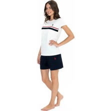 U.s. Polo Assn. U.s. Polo Assn. Kadın Ekru %100 Pamuk Şort-Tshirt Pijama Takımı - ARASS20W00W3W