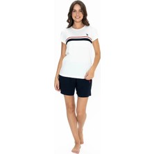 U.s. Polo Assn. U.s. Polo Assn. Kadın Ekru %100 Pamuk Şort-Tshirt Pijama Takımı - ARASS20W00W3W