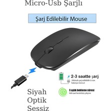 Plentiful Şarjlı Kablosuz 2.4g+Bluetooth Mouse Sessiz Siyah Ince