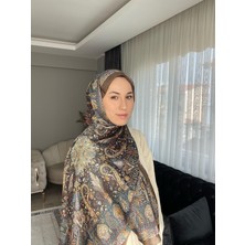 Indigo Çini Desen Hint Ipeği Şal -