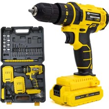 PH249 Akülü Plastik Mandren Darbesiz 58VF Vidalama Matkap Seti (Sarı) 5p