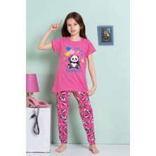 Elmkp Fuşya Ayıcık Desen Kız Çocuk Pijama Takımı 3-10 Yaş 4102