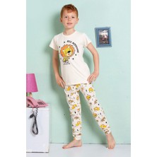 Elmkp Bej Arslan Desen Erkek Çocuk Pijama Takımı 3-10 Yaş 3104