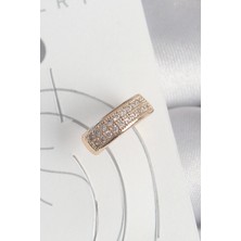 Pirinç Gold Renk Zirkon Taşlı Kadın Kıkırdak Küpe