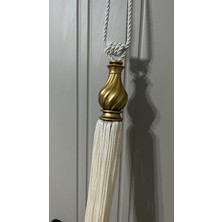 Fon Perde Tavan Bağlama Püsküllü Braçol Set ( Üçlü Set ) Altın Kuka Kuka