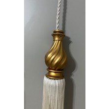 Fon Perde Tavan Bağlama Püsküllü Braçol Set ( Üçlü Set ) Altın Kuka Kuka