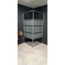 Paslanmaz Eloksal Gri Alüminyum Çerçeveli 6 mm Temperli Buzlu Cam H:190 cm Duşakabin
