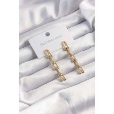 316L Çelik Altın Renk Sallantılı Model Küpe