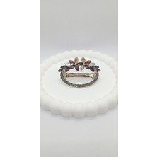 Çiçek Desen Taş Detaylı Oval Çıtçıt Toka