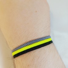 Crystal Atelier 3’lü Ayarlanabilir Makrome Bileklik Seti, El Yapımı Asansörlü Sarı Gri Siyah Renk Ip Örgü Bileklik, Hediyelik El Yapımı Örgü Bileklik Seti, Unisex Şık Tasarım Kombin Örgü Bileklik