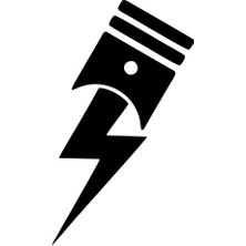 Piston Şimşek Sticker 17X17 cm Siyah