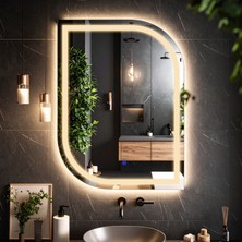 Curva Günışığı Led'li Lazer Kumlamalı Lavabo & Banyo Aynası (Dokunmatik Sensörlü)