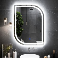Curva Beyaz Led'li Lazer Kumlamalı Lavabo & Banyo Aynası (Dokunmatik Sensörlü)