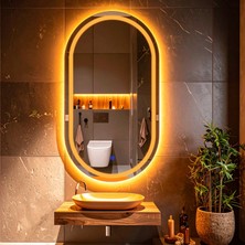 Serava Amber Led'li Lazer Kumlamalı Lavabo & Banyo Aynası (Dokunmatik Sensörlü)