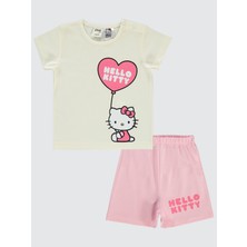 Hello Kitty Kız Bebek Şortlu Takım 6-18 Ay Ekru-Uçuk Pembe