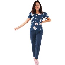 Asn Concept Kadın Çiçek Desenli Mavi Renk Pijama Üstü (Büyük Beden Seçeneğiyle)