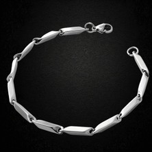 Çelik Bileklik Titanyum Melon Düz Model 3 mm Kalınlık 21 cm Uzunluk Gümüş Silver