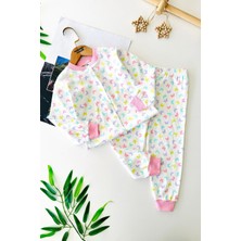 Miniğimin Cicileri Kelebek Baskılı Pamuklu Pijama Kız çocuk takımı - Pembe