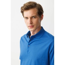 Desen Triko Erkek Polo Yaka T-Shirt Saks