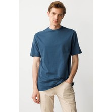 Erkek Sıfır Yaka T-Shirt Petrol
