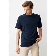 Erkek Sıfır Yaka T-Shirt Lacivert